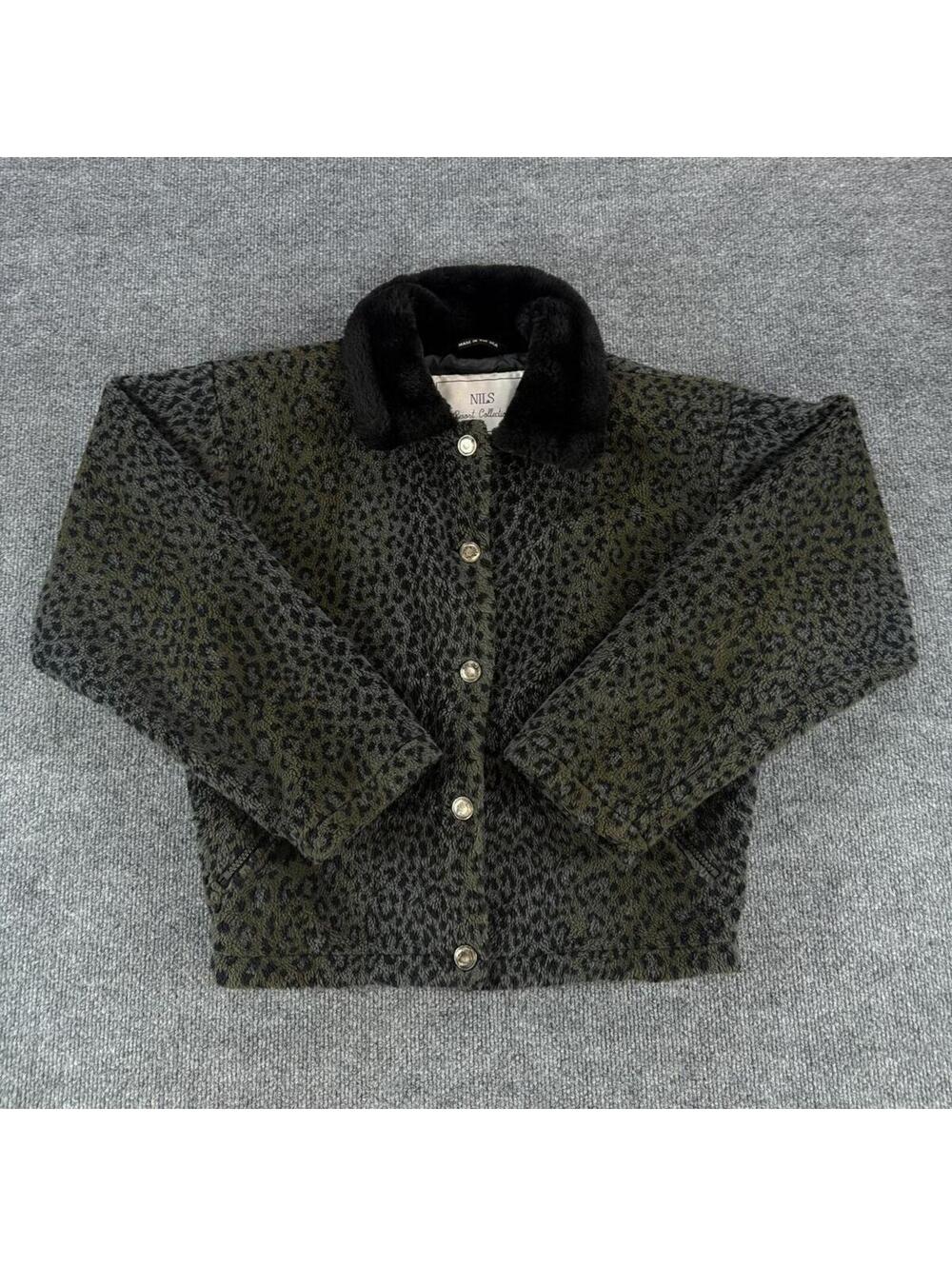 Vintage NILS Resort Collection Faux Fur Leopard Print Jacket Med - Made‎ in USA